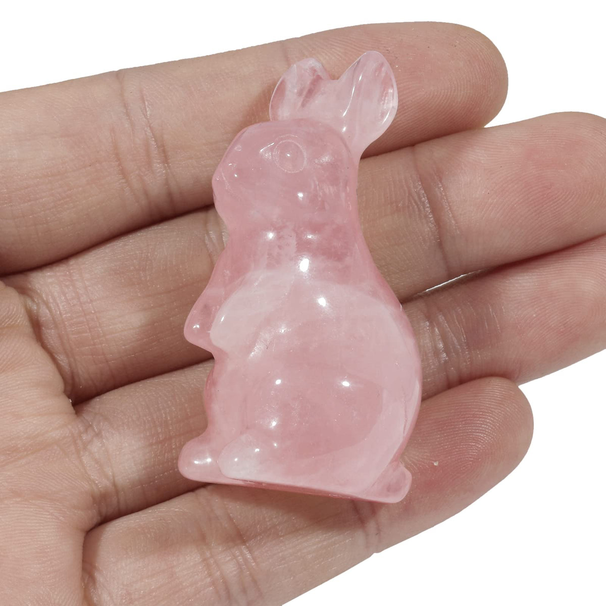 Loveliome Rabbit Crystal Decor Figurines, 2 Inches Natural Healing Stones Hand Carved Sculpture Ornaments Colletctible, Rose Quartz