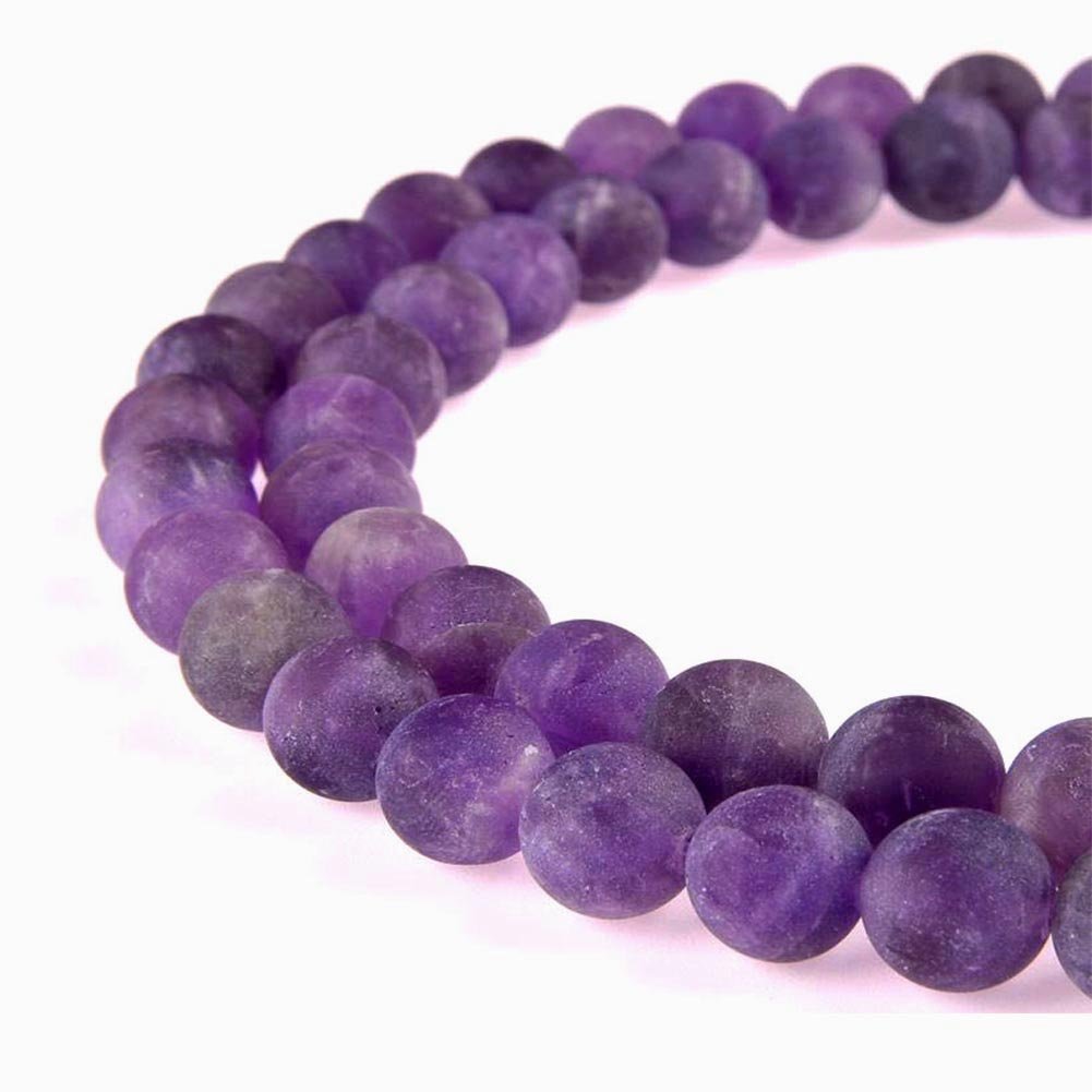 PLTbeads Natural Gemstone Loose Beads Matte Approxi 15.5 inch DIY Bracelet Necklace for Jewelry Making (6mm, Matte Purple Amethyst)