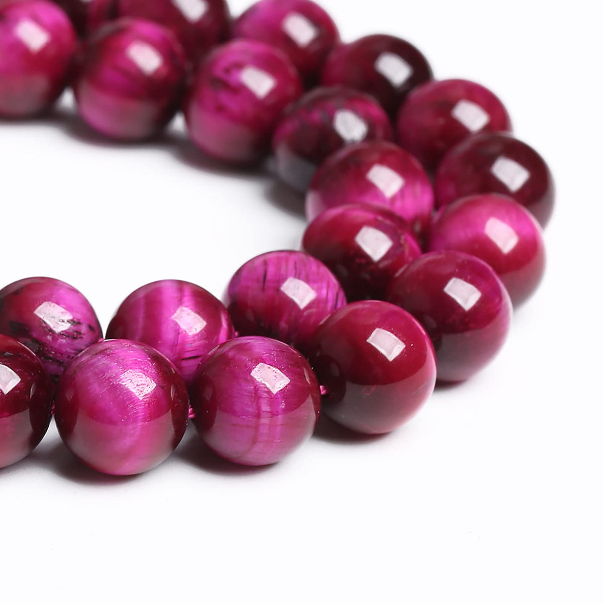 8mm 45PCS Natural Rose Pink Tiger Eye Stone Beads Crystal Spacer Round Loose Beads for Jewelry Making DIY Bracelet Accessories Strand 15 inches