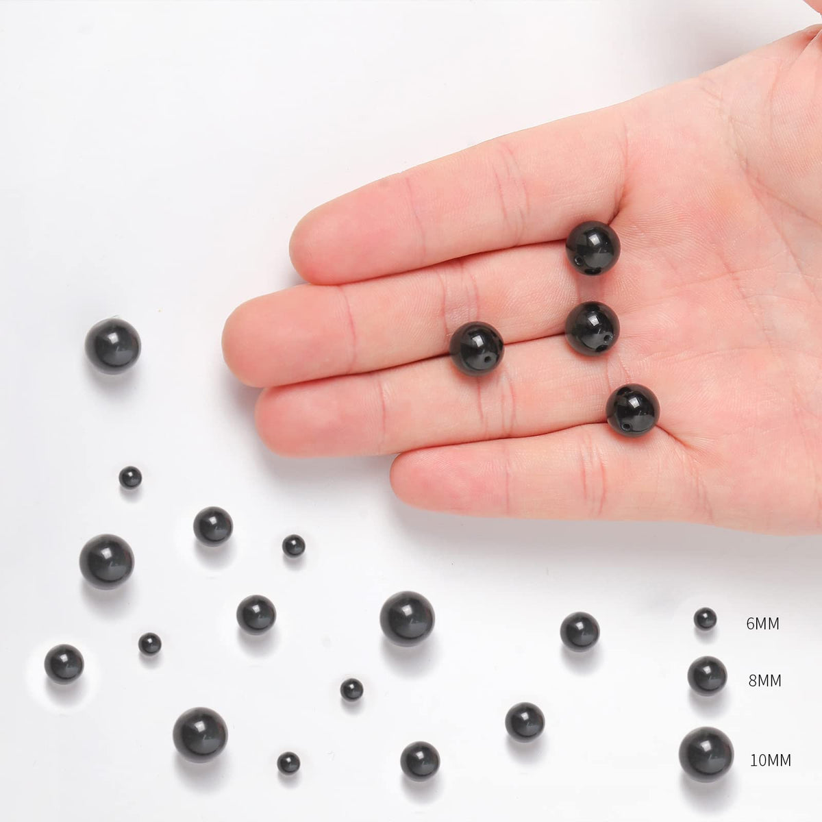 60pcs 6mm Natural Black Obsidian Gemstone Beads Energy Healing Crystal Round Loose Stone Beads for Jewelry Making, DIY Bracelets Necklaces
