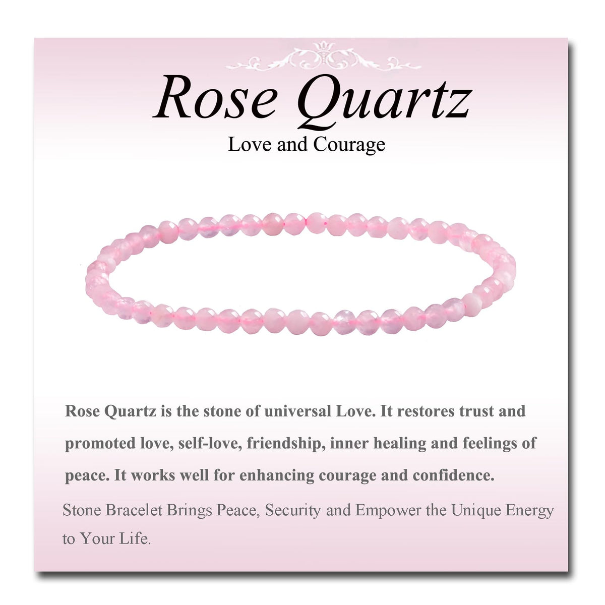 MASSIVE BEADS Natural Genuine Gemstone Beads Healing Crystal Chakra Reiki Jewelry Faceted Round Beads Bracelets (Rose Quartz, 3mm)