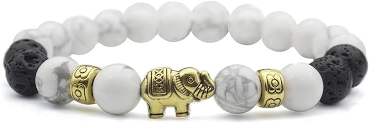 Jewellify Women's Beaded Bracelet Set | Colorful Boho Stackable Trendy Design with Crystal Accents Multilayer Bangle Bracelet | Fashion Stretch Braclets Jewelry for Women (Elephant)