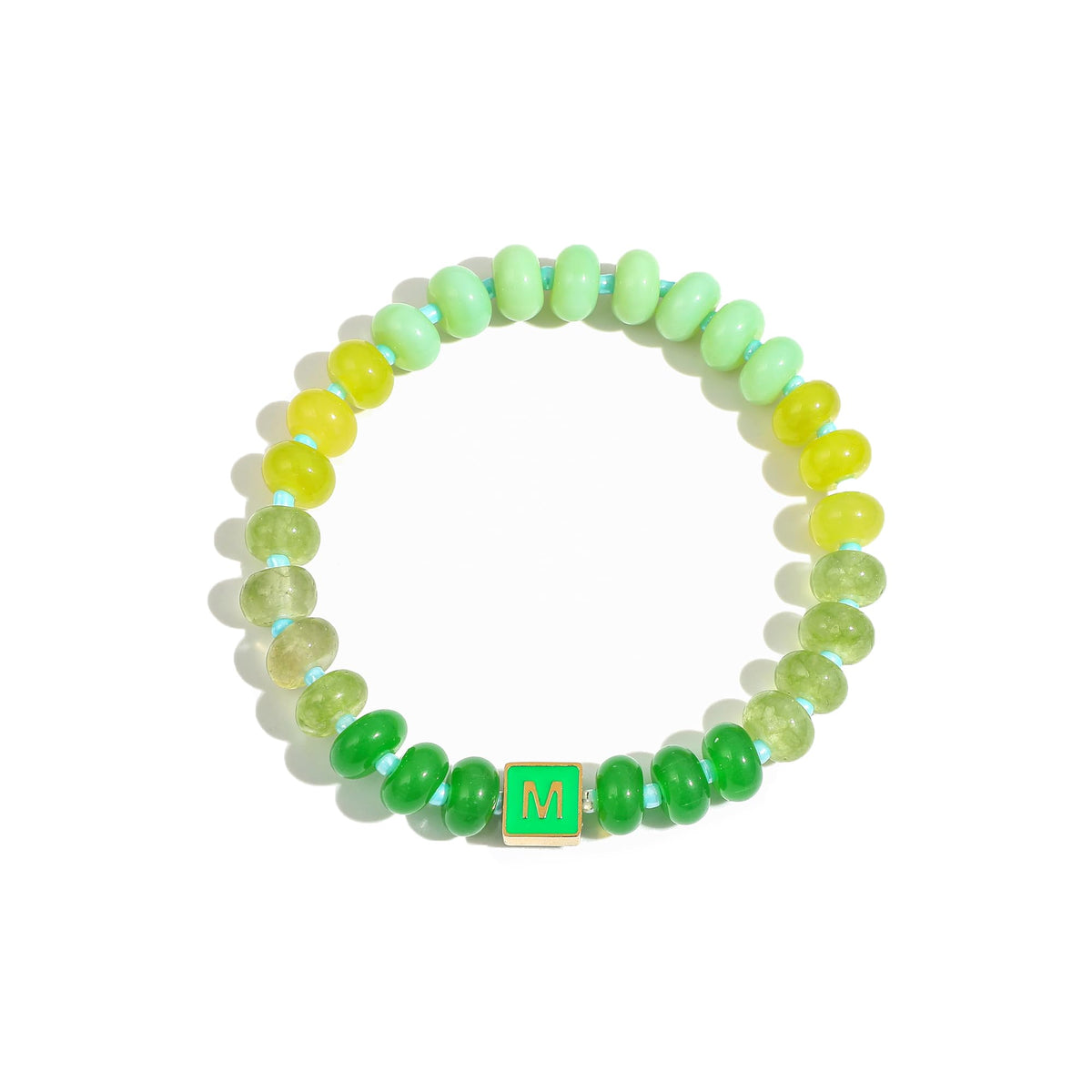 SLYAIH Colorful Beaded Initial Bracelets for Women Boho Crystal Beaded Elastic Stretch Bracelet A-Z Letter Bracelet Handmade Jewelry Gifts for Women