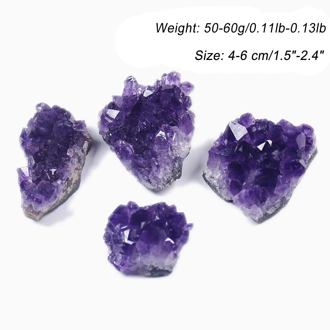 Erliway Natural Amethyst Crystal Cluster, 1.5''-2.4'' Amethyst Quartz February Birthstone, Raw Crystals and Healing Stones for Birthday Gift Reiki Healing Meditation Home Decor (0.11-0.13 lb)