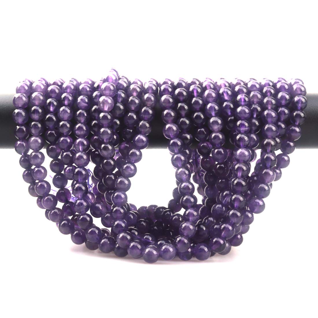 ICAI Beads 8mm Natural Amethyst Stone Round Loose Stone Beads for Jewelry Making DIY Crafts Design 1 Strand 15" APPR.43-45pcs