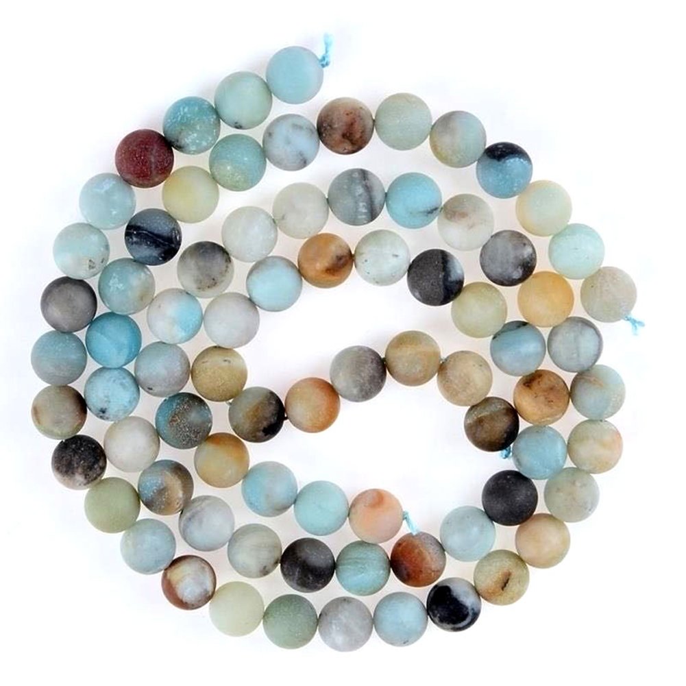 PLTbeads Natural Gemstone Loose Beads Matte Approxi 15.5 inch DIY Bracelet Necklace for Jewelry Making (6mm, Matte Colorful Amazonite)