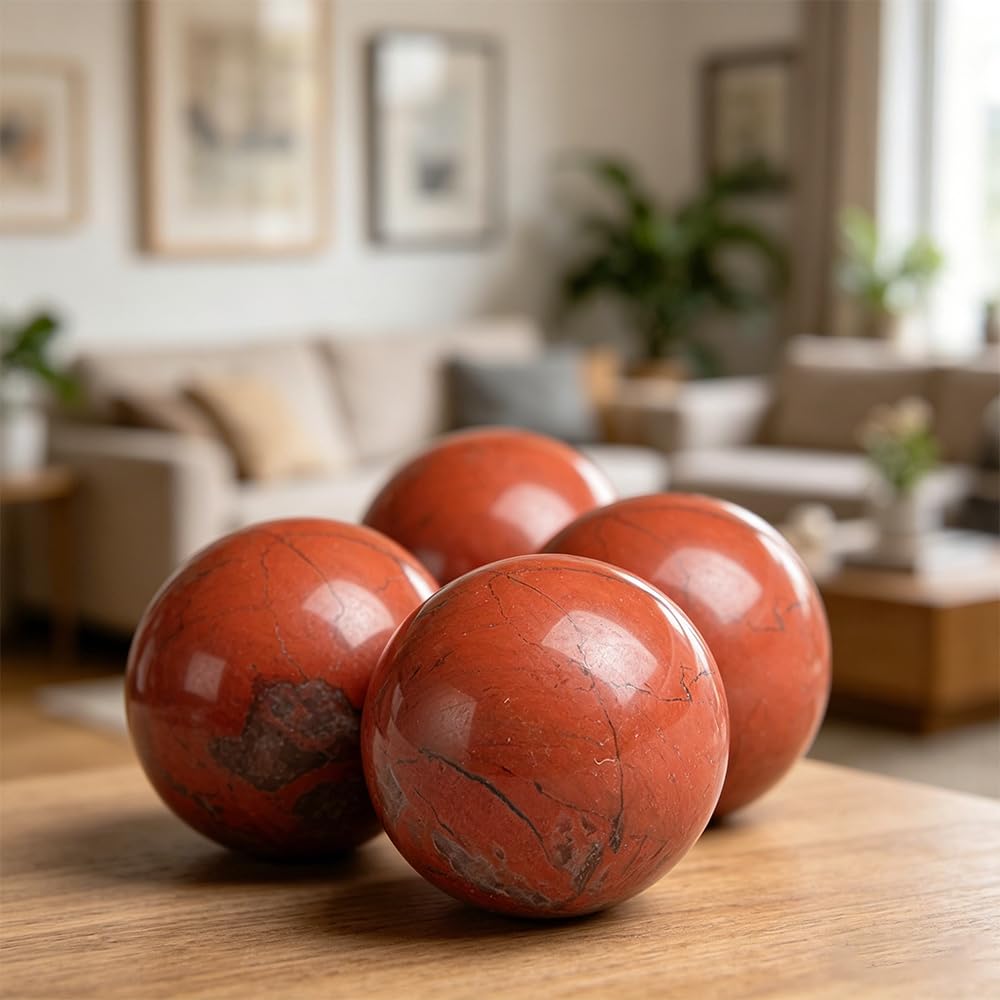 40-50mm Natural Red Jasper Crystal Ball, Hand Polished Quartz Stone Sphere, Reiki Healing Mineral Sphere, Energy Balancing Degaussing Stone, Home Office Desktop Ornament, Crystal Collection Gift