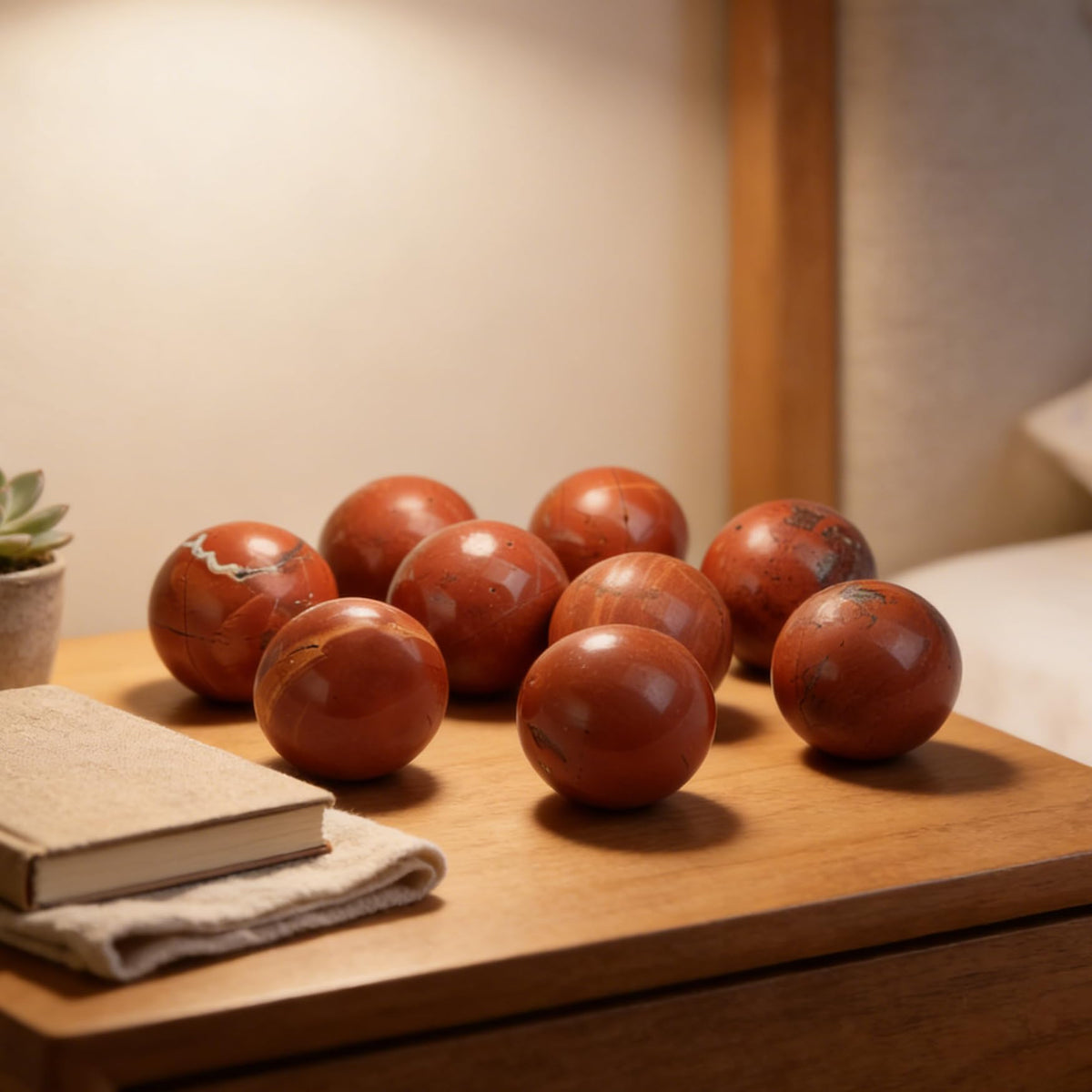 AierCrystal Natural Stone Crystal Sphere Feng Shui Home Decoration Ball Positive Energy Scrying Orb for Meditation Tool for Spiritual Space Purification Globe Diameter 5-6cm Red Jasper Sphere