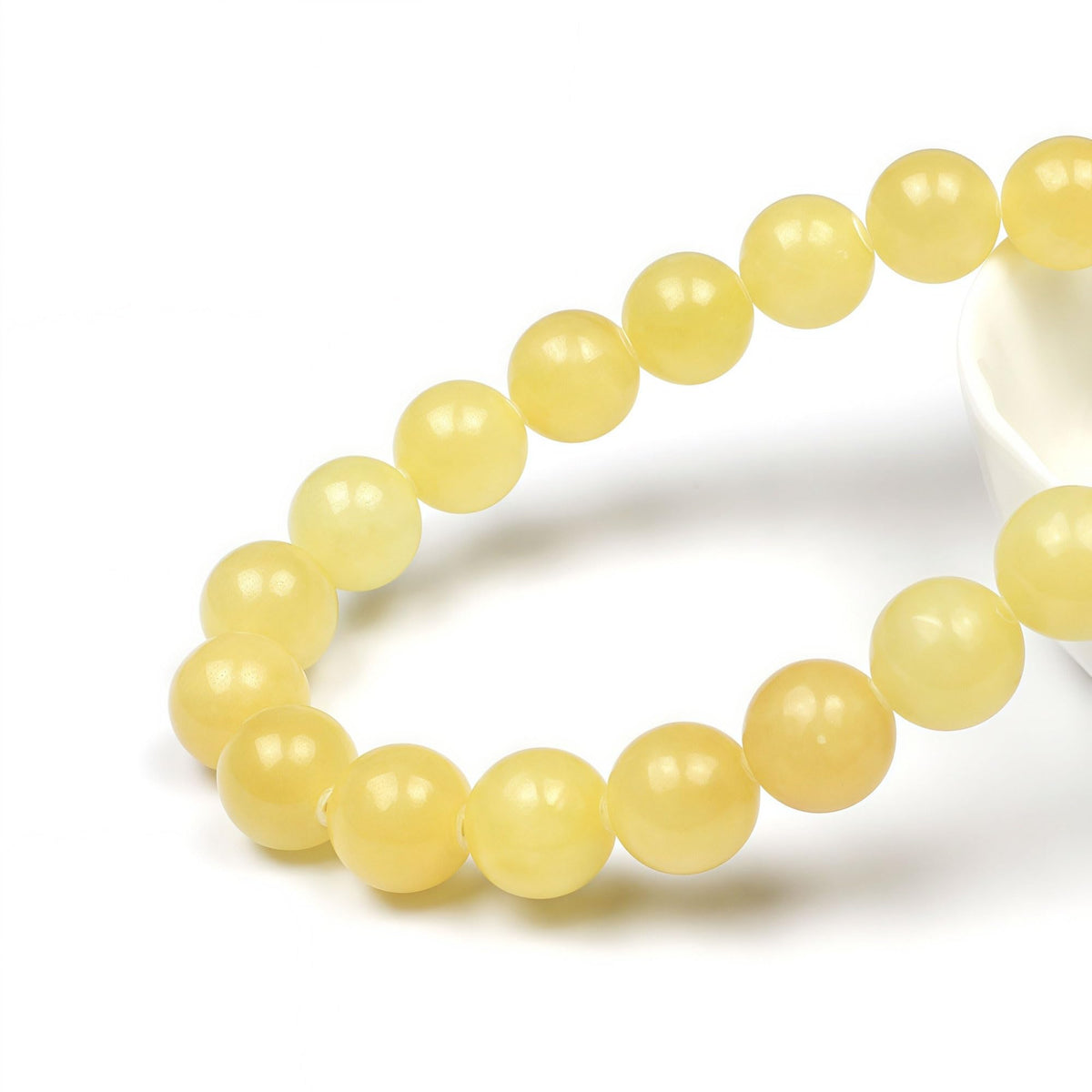 MJDCB Natural Yellow Marble Jade Round Stone Beads for Jewelry Making DIY Bracelet Necklace (12mm)