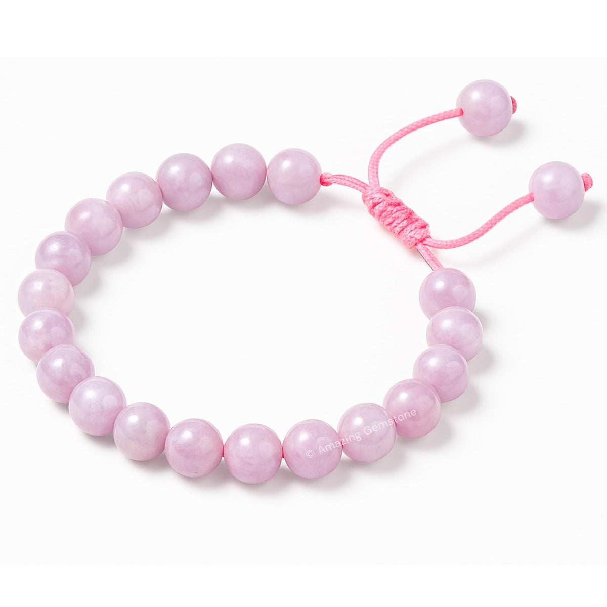 Amazing Gemstone Kunzite Bracelet, Gifts For Men & Women - Protection Healing Crystal Bracelet - 8mm Gemstone Beaded Adjustable Bracelet, Pulseras Para Hombres Mujer Stocking Stuffers
