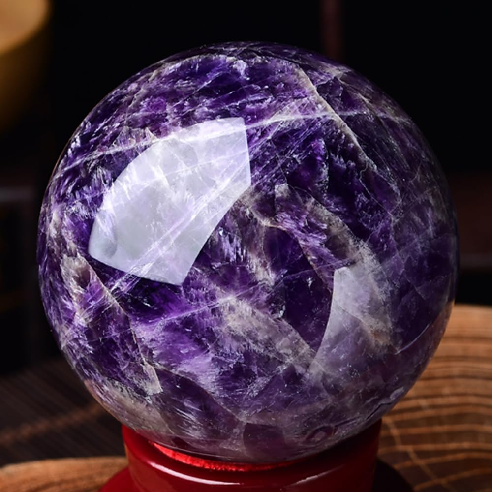 4-5cm/1.57-1.96inch Natural Amethyst Sphere Crystal Ball Hand Polished Decorative Sphere Healing Crystals Ball Healing Stone Crafts Fengshui Home Decoration Collect Gifts (40-50mm, Amethyst)