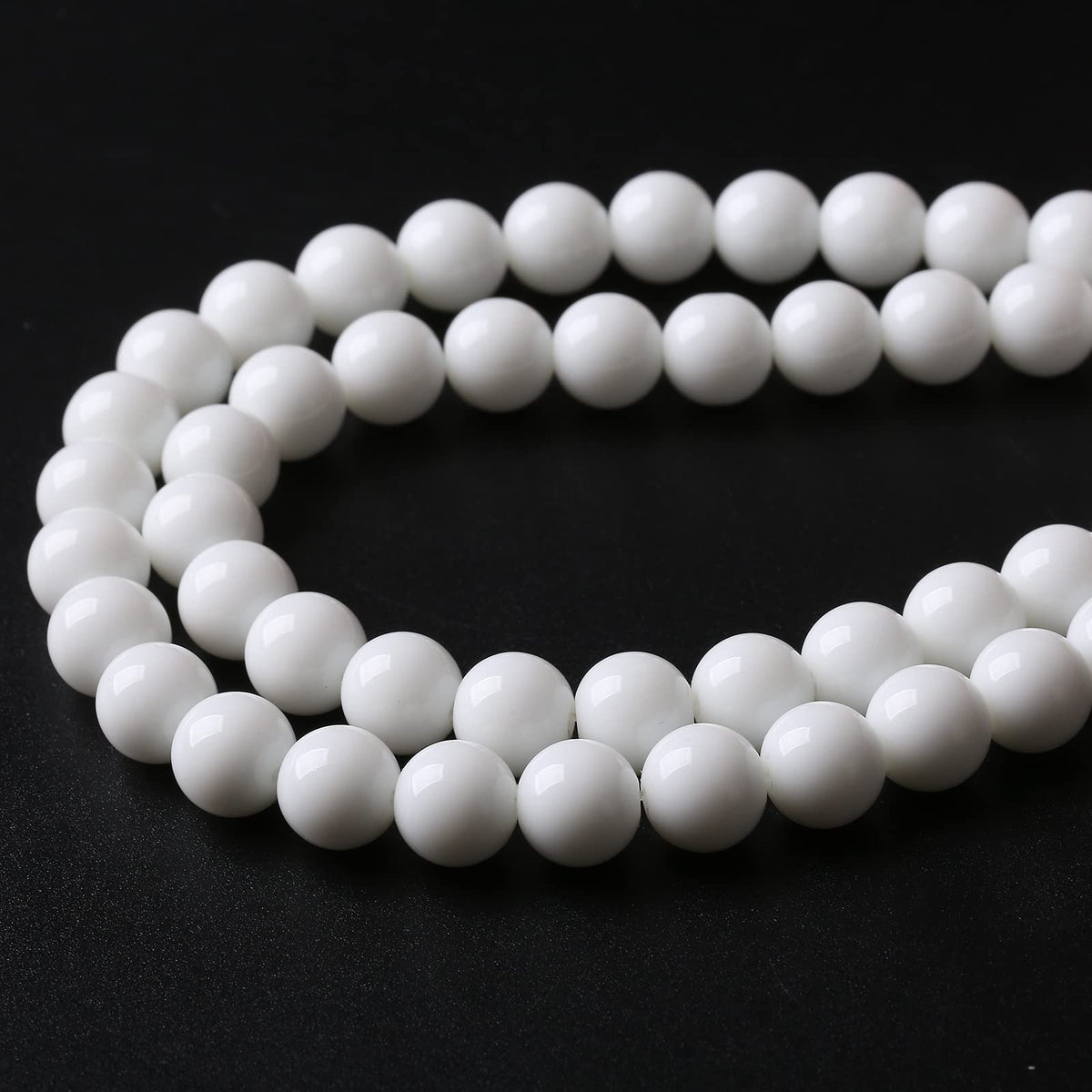 32PCS 12MM Natural White Agate Stone Beads Round Shape Suitable for Jewelry DIY Bracelet 15 Inches