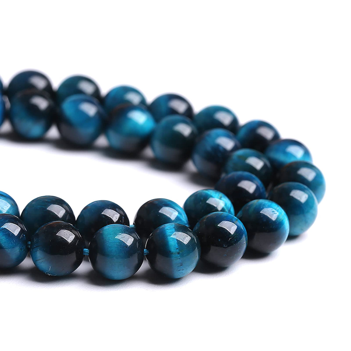 6mm 60PCS Blue Tiger Eye Beads Natural Stone Gemstone Spacer Loose Beads for Jewelry Making DIY Bracelet Semi Precious Beads Strand 15 inches