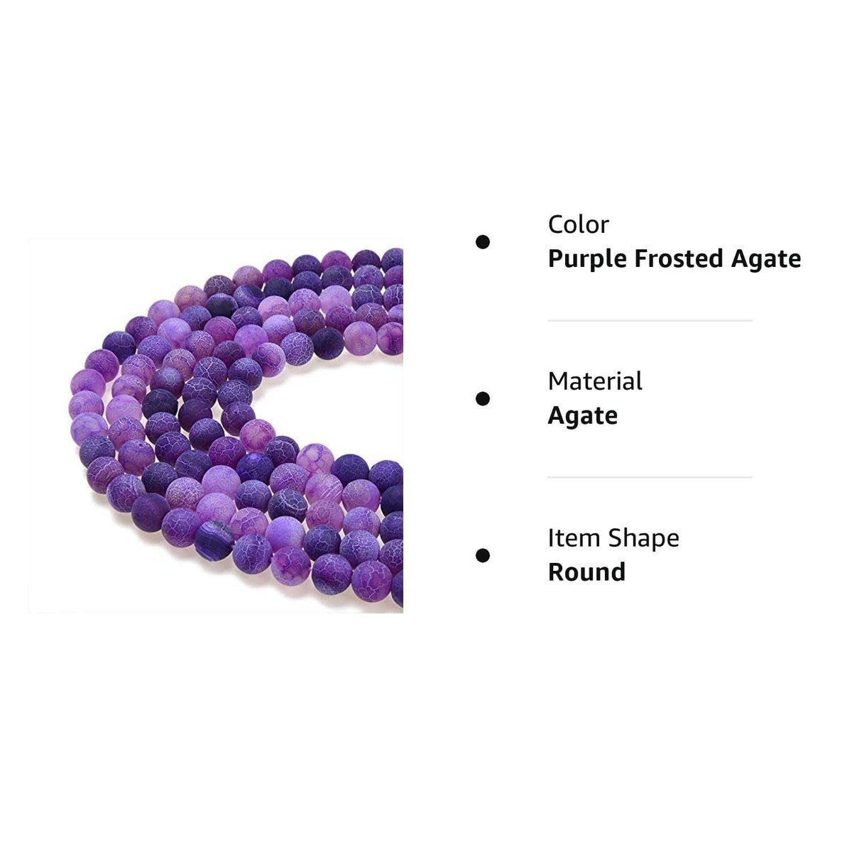 PLTbeads Natural Gemstone Loose Beads Matte Approxi 15.5 inch DIY Bracelet Necklace for Jewelry Making (6mm, Purple Frosted Agate)