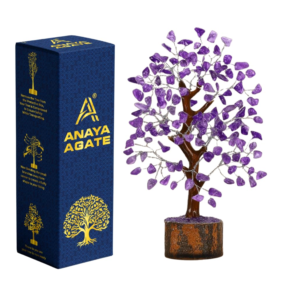 ANAYA AGATE Amethyst Crystal Tree of Life - Handmade Healing Bonsai Purple Tree for Home & Office Decor, Positive Energy & Good Luck, Ideal for Christmas Decor & Birthday Gifts for Women, Men