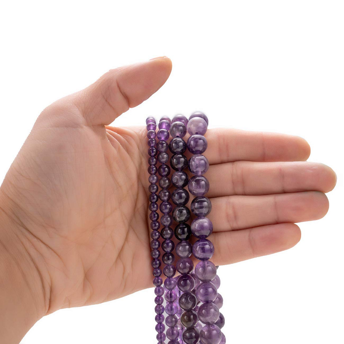 BEADIA Natural Amethyst Crystal Stone Round Loose Semi Gemstone Beads for Jewelry Making 10MM 38PCS