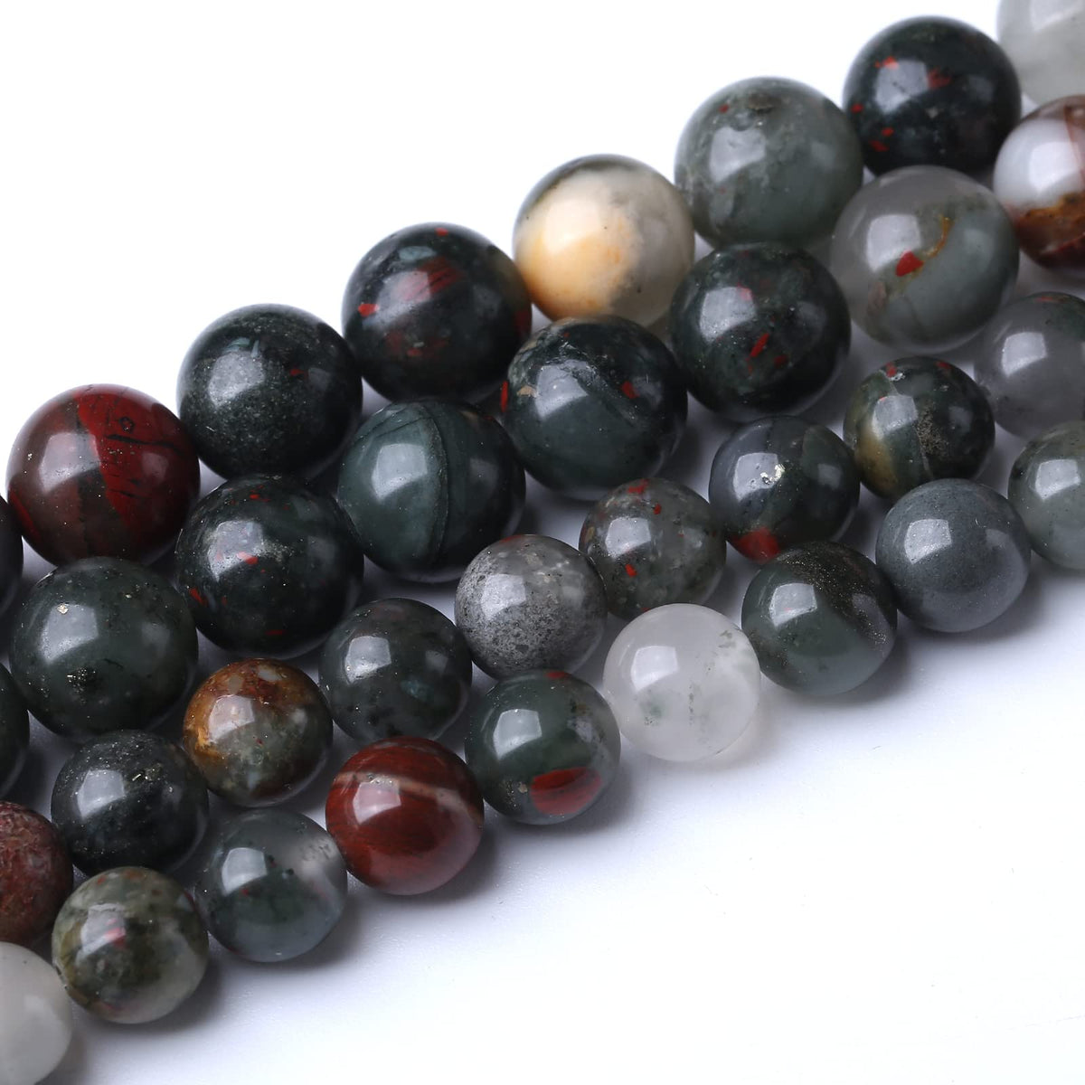 60PCS 6MM Natural African Bloodstone Stone Beads Energy Healing Beads for DIY Jewelry Bracelet Necklace Making for Jewelry Making15Inch