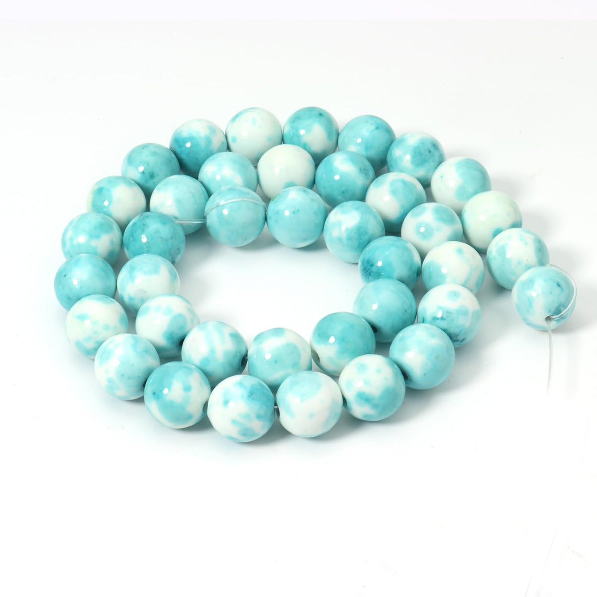 Siomia 45pcs 8mm Natural Blue Rain Flower Gemstone Beads Energy Healing Crystal Round Loose Stone Beads for Jewelry Making, DIY Bracelets Necklaces