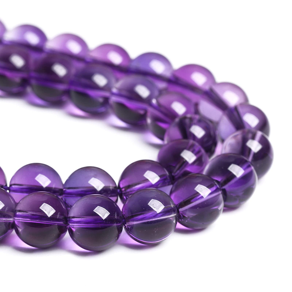 8MM 46PCS Natural Stone Clean Amethyst 3A Grade Crystal Loose Beads for Jewelry Making DIY Bracelet