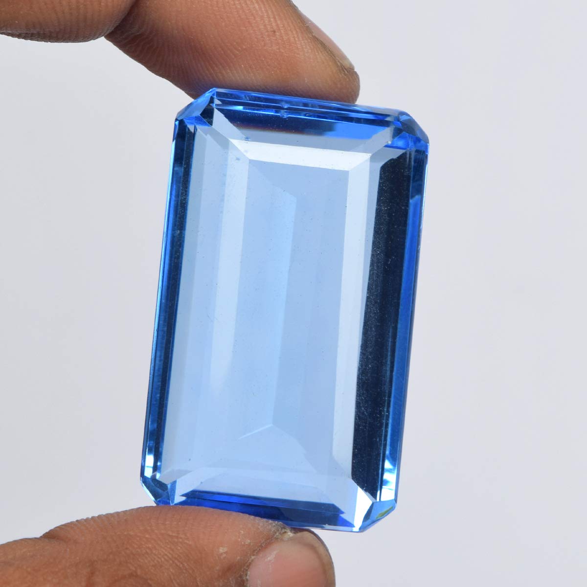GEMHUB Gemstone For Necklace Blue Topaz Approx 90-100 Ct Emerald Cut Blue Topaz Jewelry Making Loose Gemstone Jewelry For Women