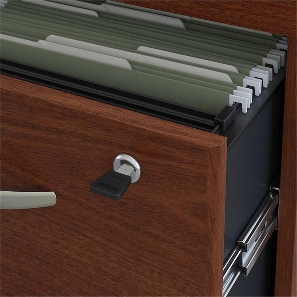 Bush Business Furniture Series C 3 Drawer Mobile File Cabinet in Mahogany, Assembled Office Storage Unit for Home or Commercial Spaces