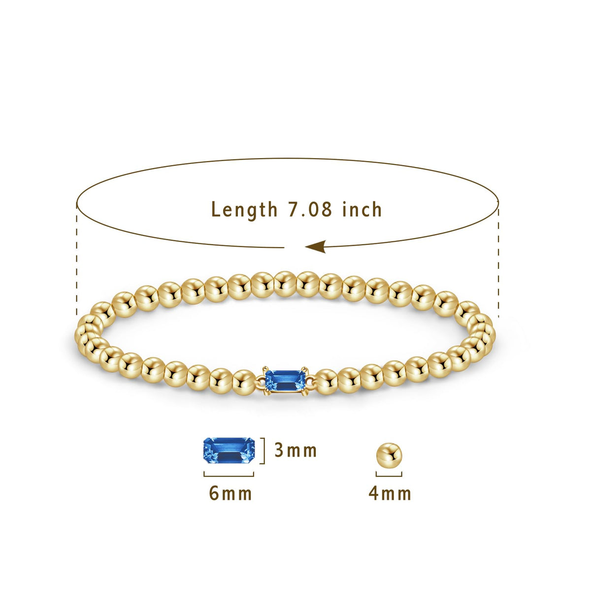 Free bird E newton Bracelets for Women Sapphire Bracelet 14K Gold Plated Handmade Dainty Blue Sapphire Birthstone Beaded Bracelet for Women