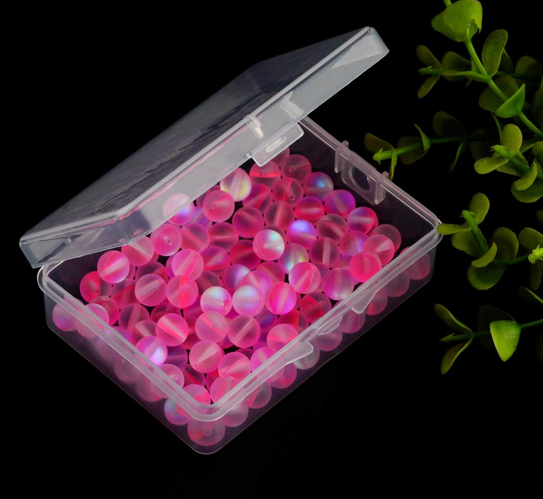 Matte Aurora Crystal Glass Beads 100pcs 8mm Flash Glitter Shining Mermaid Round Loose Aura Bead Frosted Moonstone for Jewelry Making (Pink, 8mm)