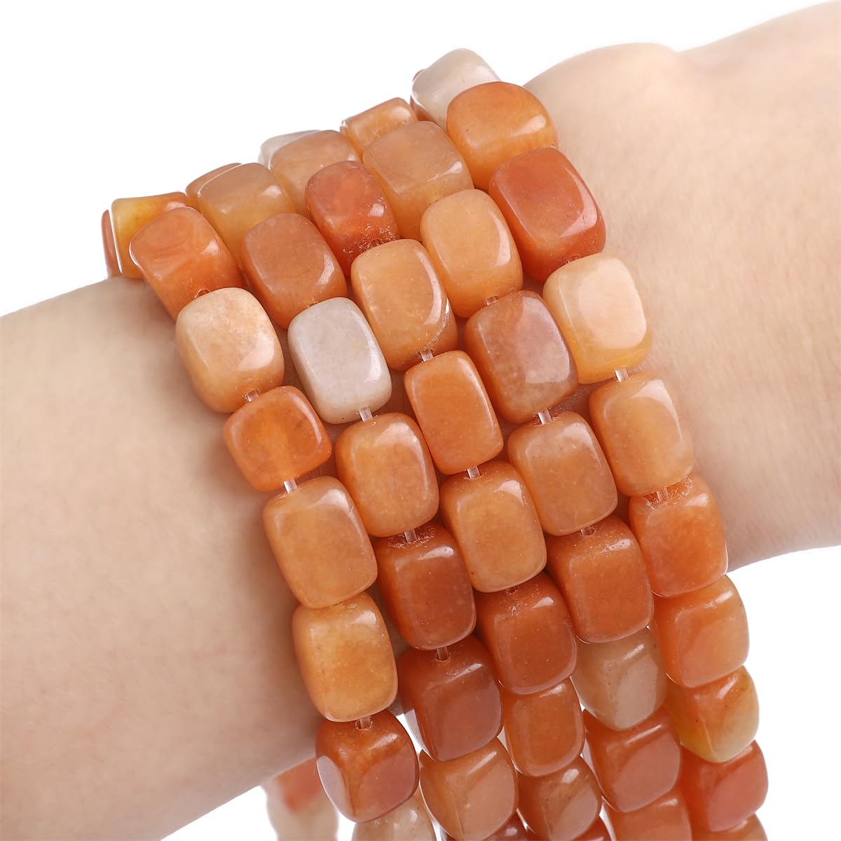 BEADIA Natural Red Aventurine Cuboid Stone Loose Semi Gemstone Beads for Jewelry Making 8mmx12mm 38cm/Strand
