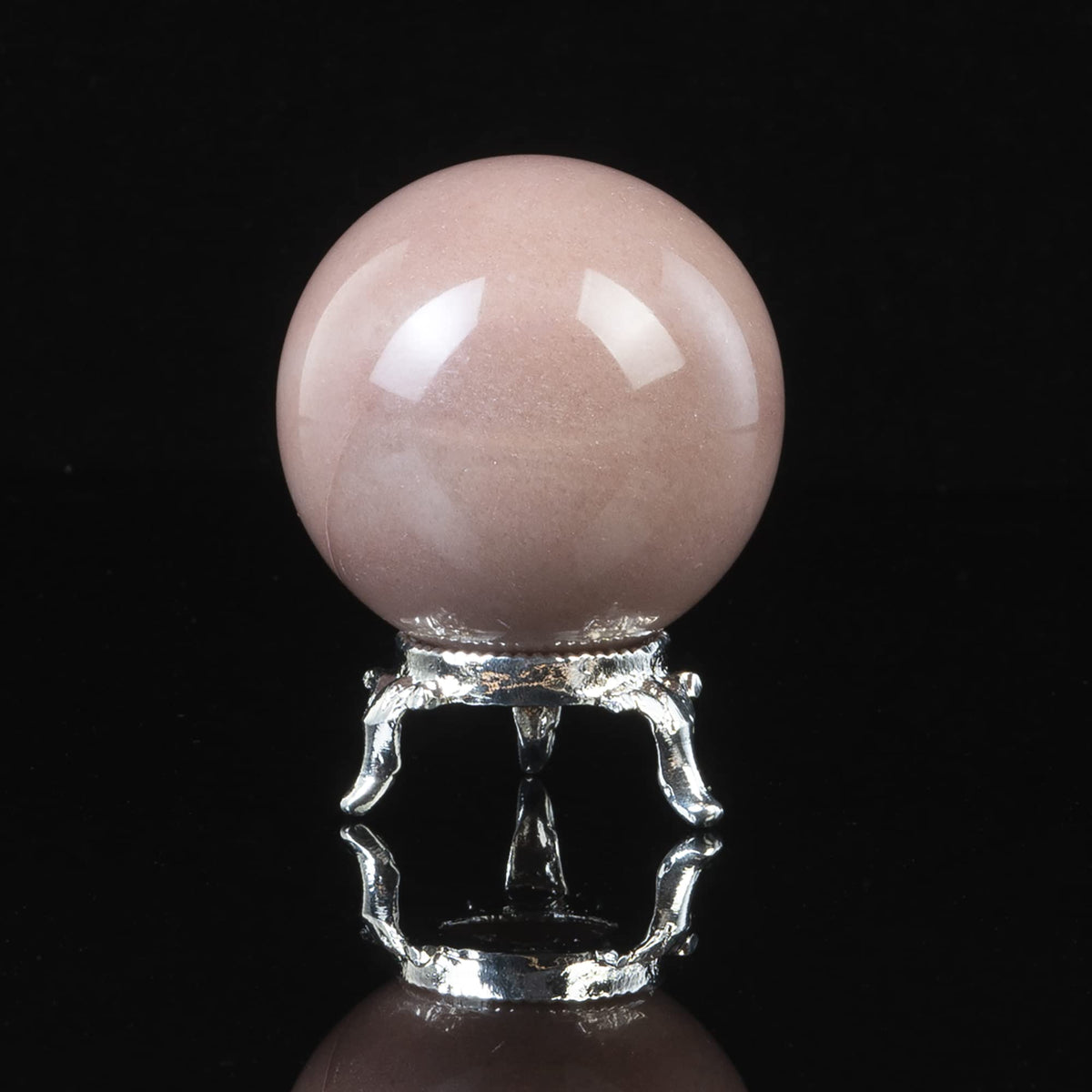 Crocon 45mm Pink Agate Stone sphere Ball with Metal Stand 1400+ Carats Gemstone Ball Healing Sphere Sculpture Figurine for Fengshui Divination Home Decoration Photography Crystal Sphere