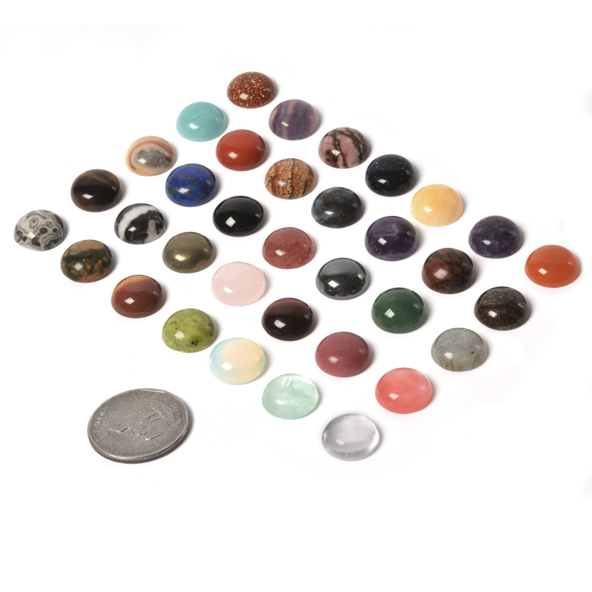 Wholesale Lot 24pcs Multi-color 14mm Gemstone Round Cab Cabochon For Jewelry Making