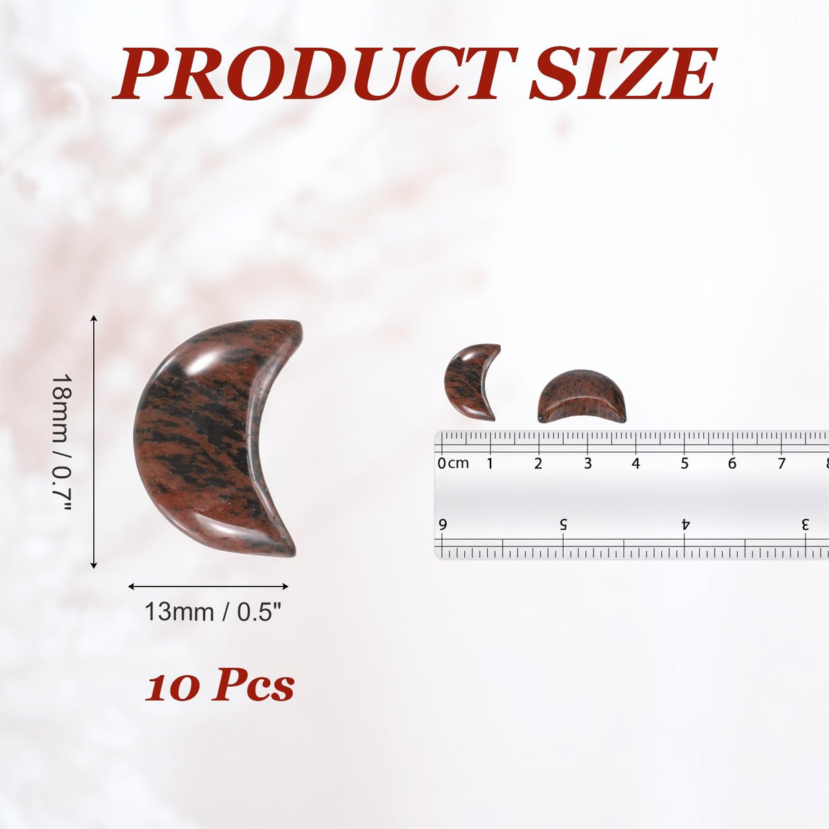 MECCANIXITY 10 Pcs Moon Crystal Worry Stone, 0.5 Inch Length Natural Mahogany Obsidian Moon Gemstone Bulk, Carved Pocket Stones for Meditation Balancing Pendant Decor