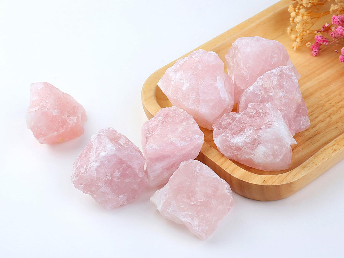 LAIDANLA 1lb 2" Rose Quartz Natural Rough Stones Crystal Large Raw Crystals Bulk Healing Gemstones for Reiki Healing Tumbling Fountain Rocks Wire Wrapping Decoration Cabbing Lapidary