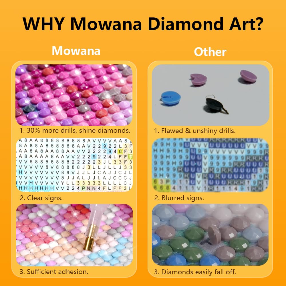 Mowana 6 Pack Diamond Art Kits for Adults - Moon Beach Diamond Painting Kits for Adults Beginners, 5D DIY Round dots Full Drill Gem Art for Home Wall Decor and Gifts 12x16inch