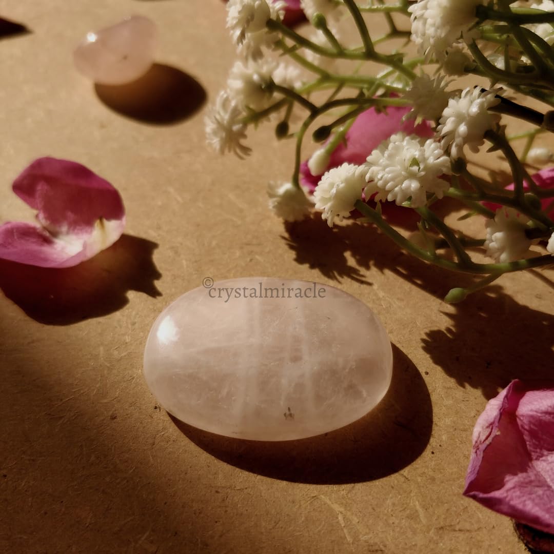 crystalmiracle Rose Quartz Gemstone Single Thumb Stone Metaphysical Gemstone Crystal Healing Reiki Men Women Feng Shui Positive Energy Love Wellness Thumb Stones for Gifts