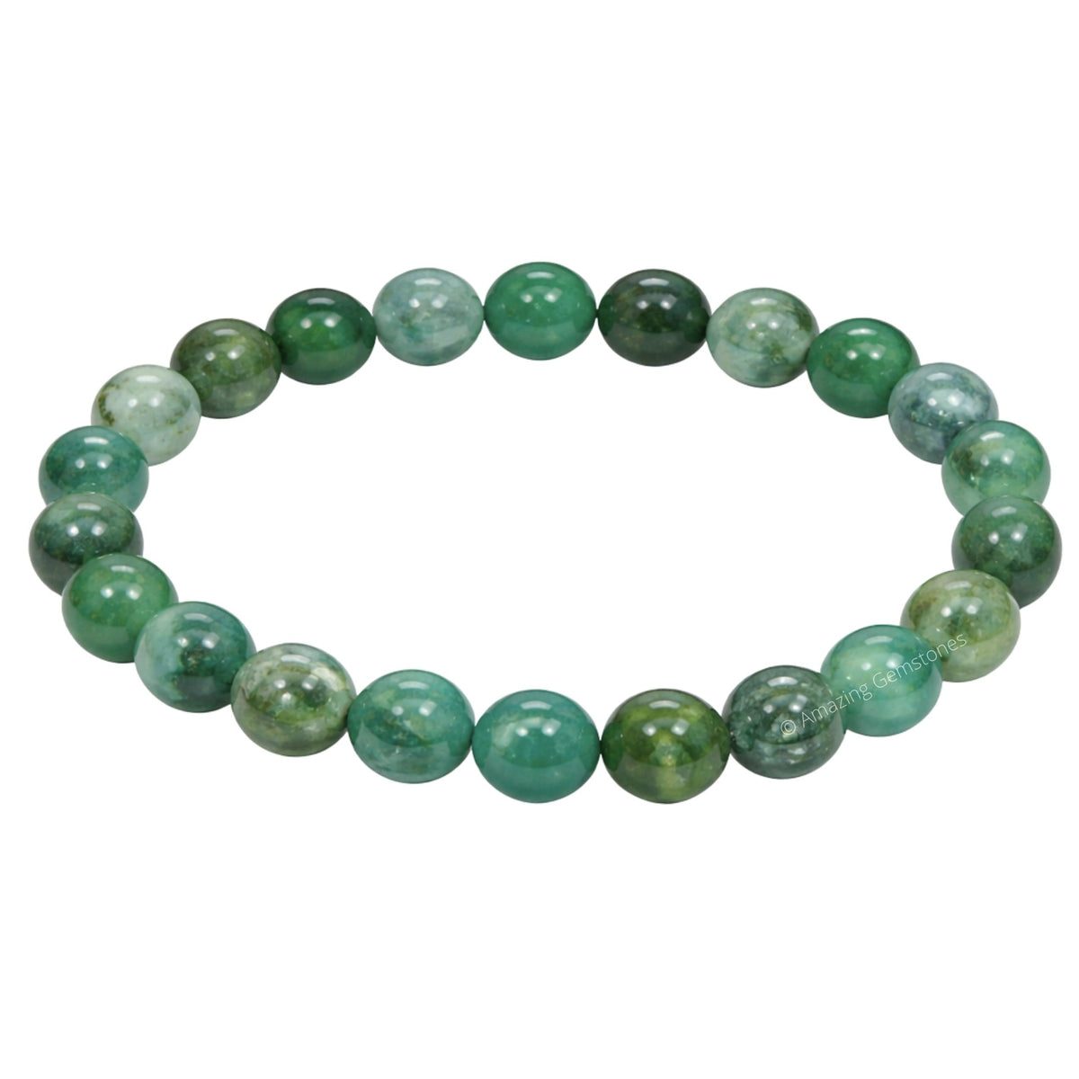 Amazing Gemstone Crystal Bracelet for Women Men's Gifts - Protection Healing Crystal Bracelet - 8mm Gemstone Beaded Stretchable Bracelet Pulseras Para Hombres Mujer Stocking Stuffers Mothers Day Gift (Moss Agate)