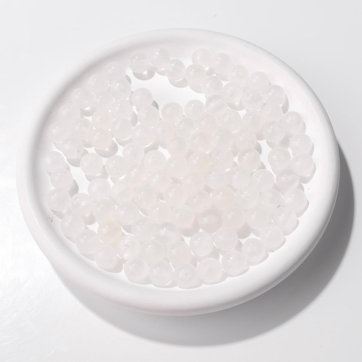 Raicegs 100pcs 8mm Selenite Beads Natural Gemstone Beads Round Loose Beads for Jewelry Making DIY Bracelets Necklace