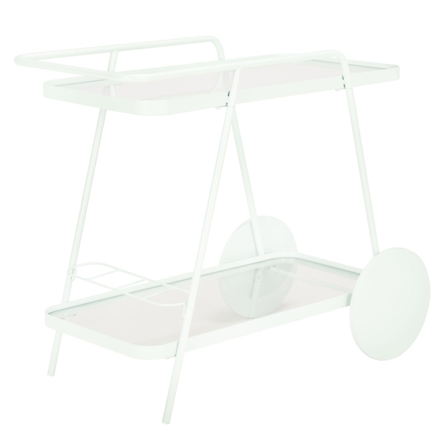 SAFAVIEH Home Collection Zunia Soft Mint & Clear Glass 2-Tier Kitchen Dining Bar Cart Trolly with Wheels