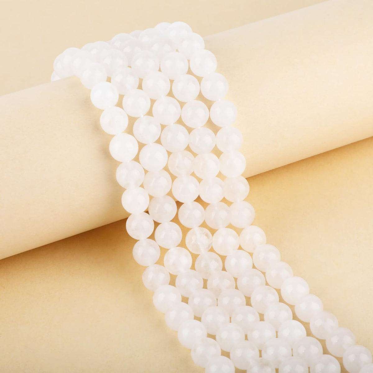 CMBYN Natural Stone Beads Round Genuine Real Stone Beading Strand Loose Gemstones DIY Smooth Bead for Bracelet Necklace Earrings Jewelry Making (White Jade, 10mm 36 Pieces)