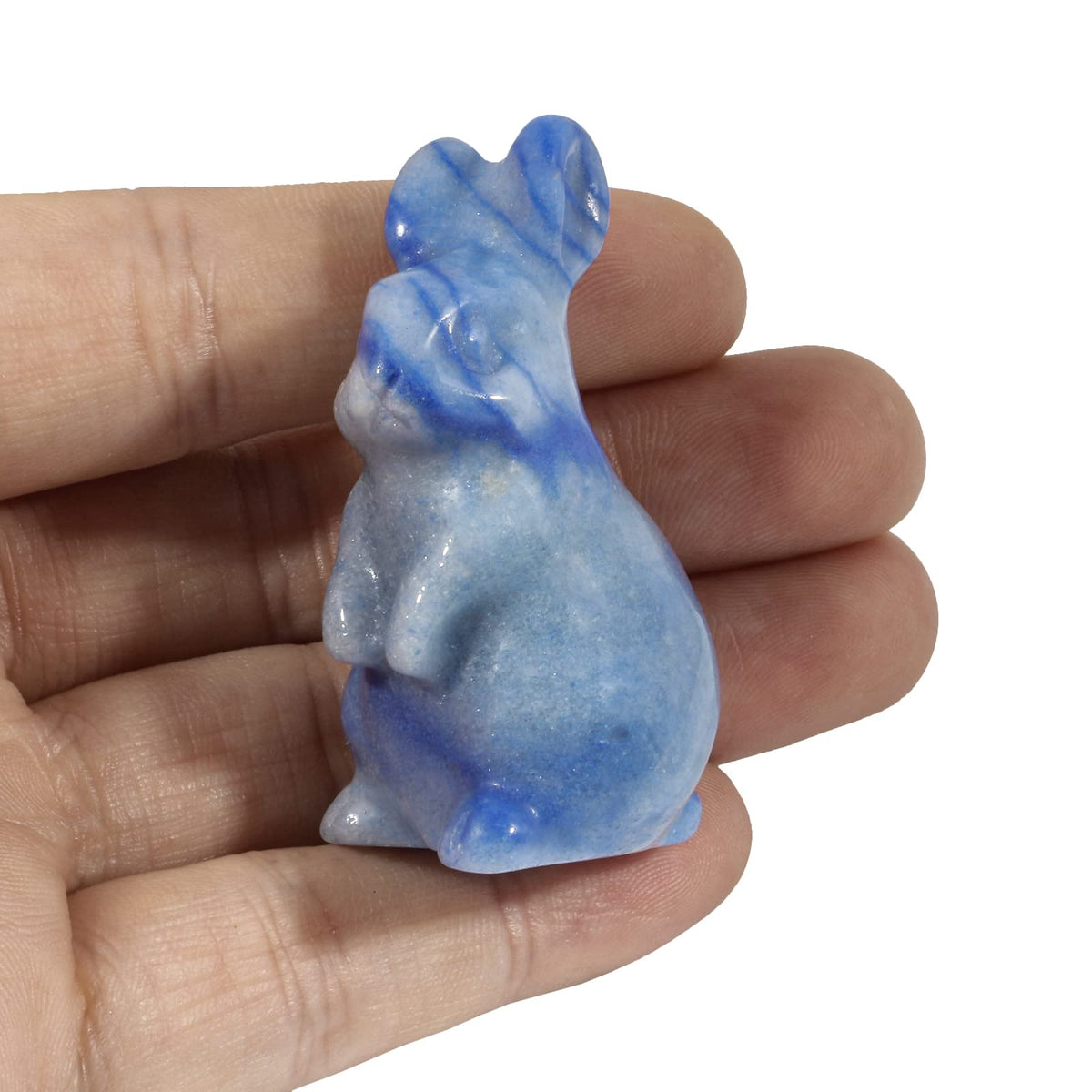 Loveliome Rabbit Crystal Decor Figurines, 2 Inches Natural Healing Stones Hand Carved Sculpture Ornaments Colletctible, Blue Aventurine