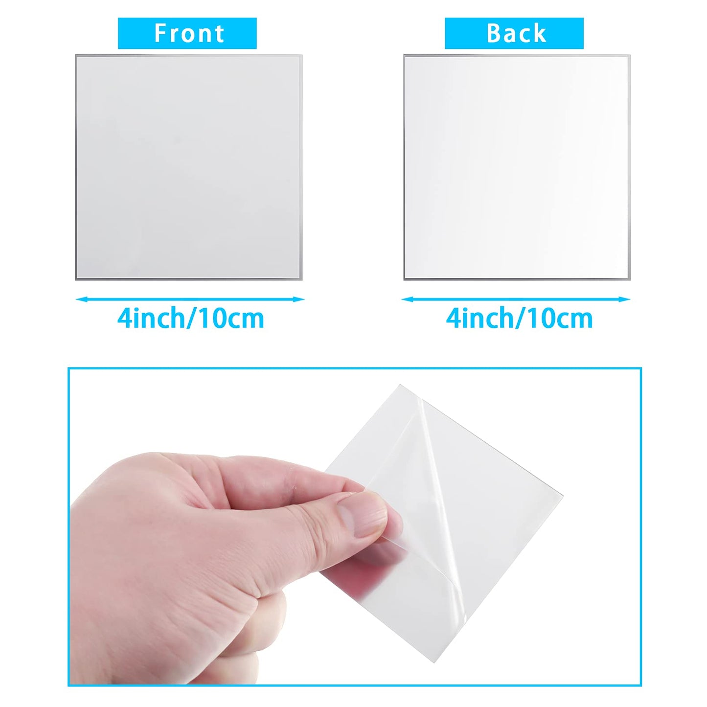 Jetec 25 Pcs Mini Size Acrylic Square Mirror Adhesive Small Square Mirror Tiles for Crafts and DIY Projects Supplies (4 Inches)