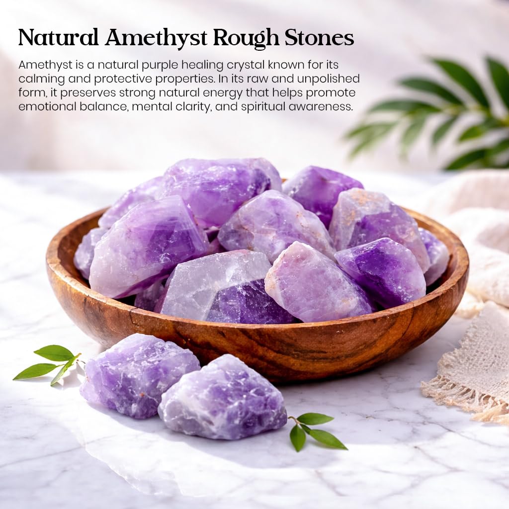 Crocon 1LB Amethyst Rough Bulk Natural Stone Raw stone Tumbling Cabbing Polishing Mining Chakra Balancing Reiki Healing Good Luck Home Office Decor