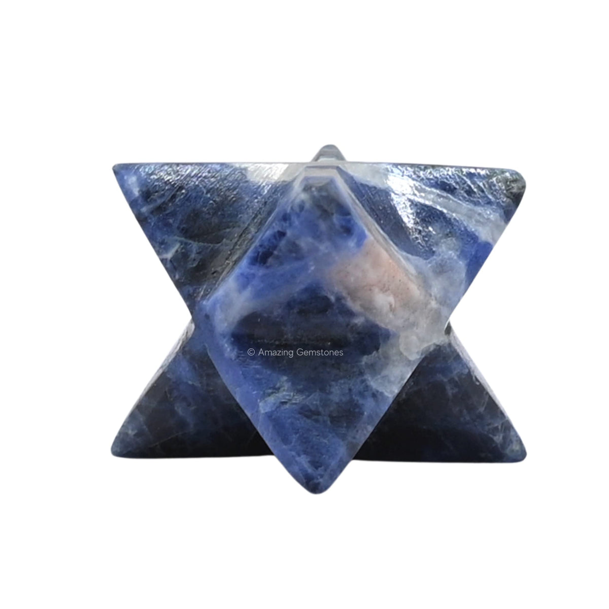 Amazing Gemstone Sodalite Merkaba Crystal - 0.75 Inches Metaphysical Merkaba Star for Meditation - Energetic Tetrahedron Crystal and Healing Stones and Healing (15-20mm)