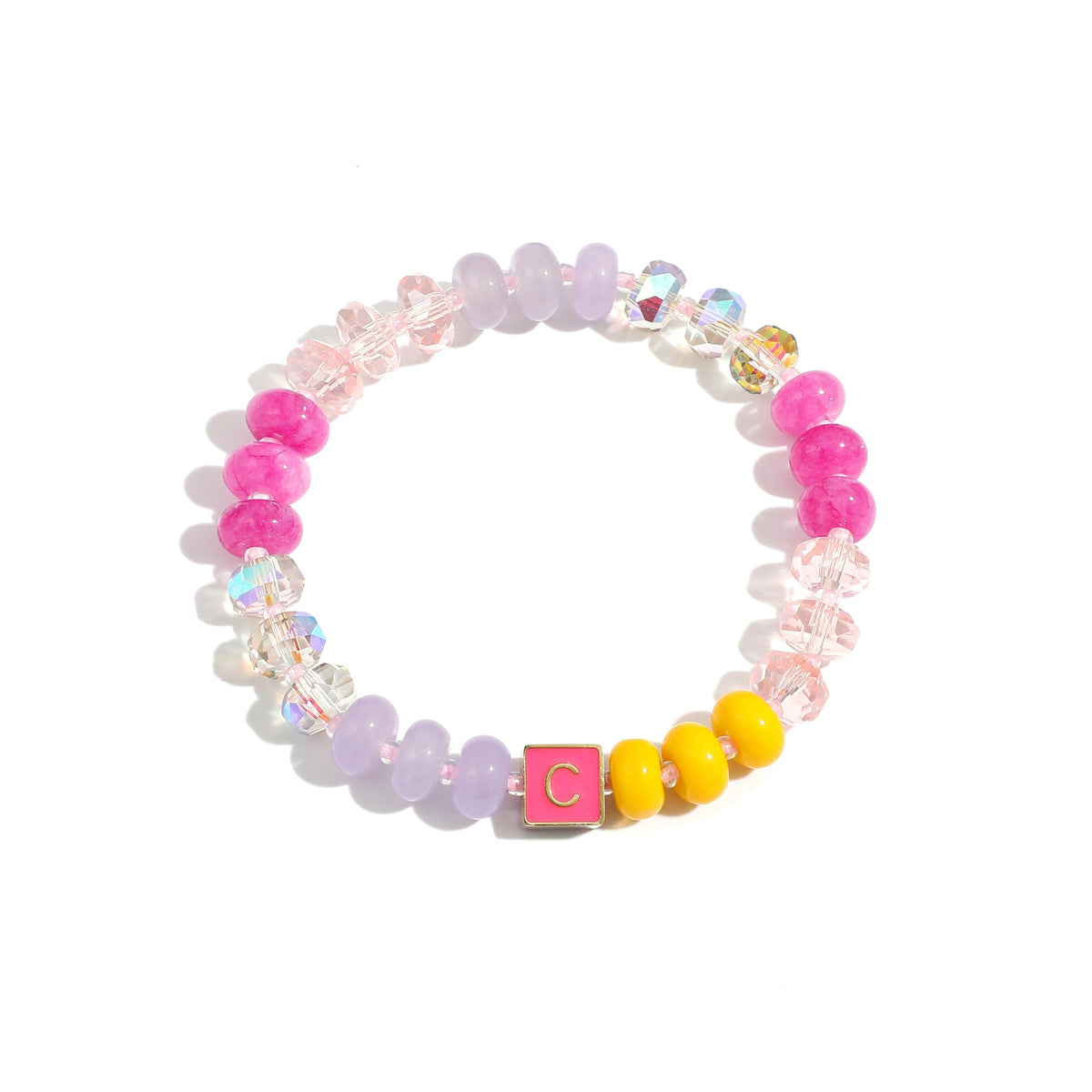 SLYAIH Colorful Beaded Initial Bracelets for Women Boho Crystal Beaded Elastic Stretch Bracelet A-Z Letter Bracelet Handmade Jewelry Gifts for Women
