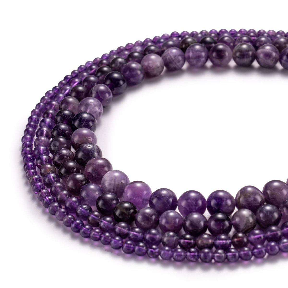 BEADIA Natural Amethyst Crystal Stone Round Loose Semi Gemstone Beads for Jewelry Making 6MM 61PCS