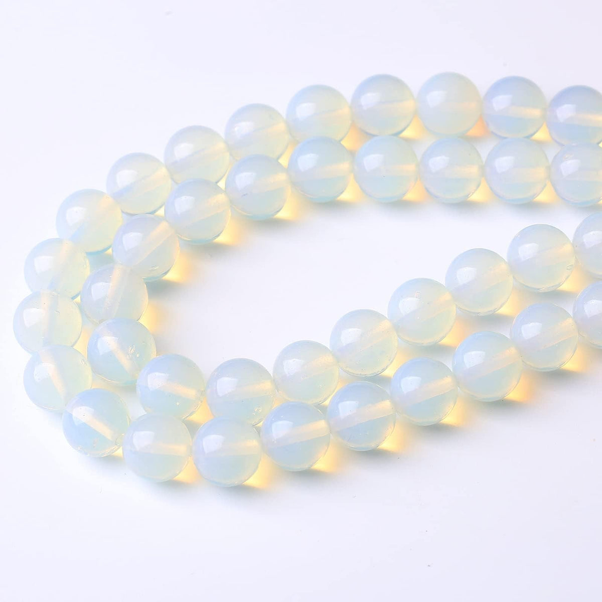 36PCS 10MM Natural White Opal Beads Round Loose Stone Beads for Jewelry Making DIY Energy Stone Healing Power Bracelet 15"