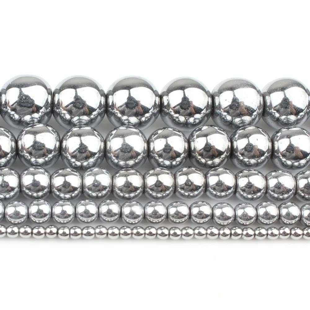 Zenkeeper 108Pcs Silver Hematite Spacer Loose Beads Bulk with Holes Handcrafted for DIY Bracelets Jewelry Making Crafts Supplies