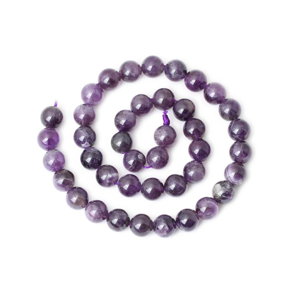 CHEAVIAN 35PCS 10mm Natural Amethyst Gemstone Round Loose Beads Crystal Energy Stone Healing Power for Jewelry Making 1 Strand 15"