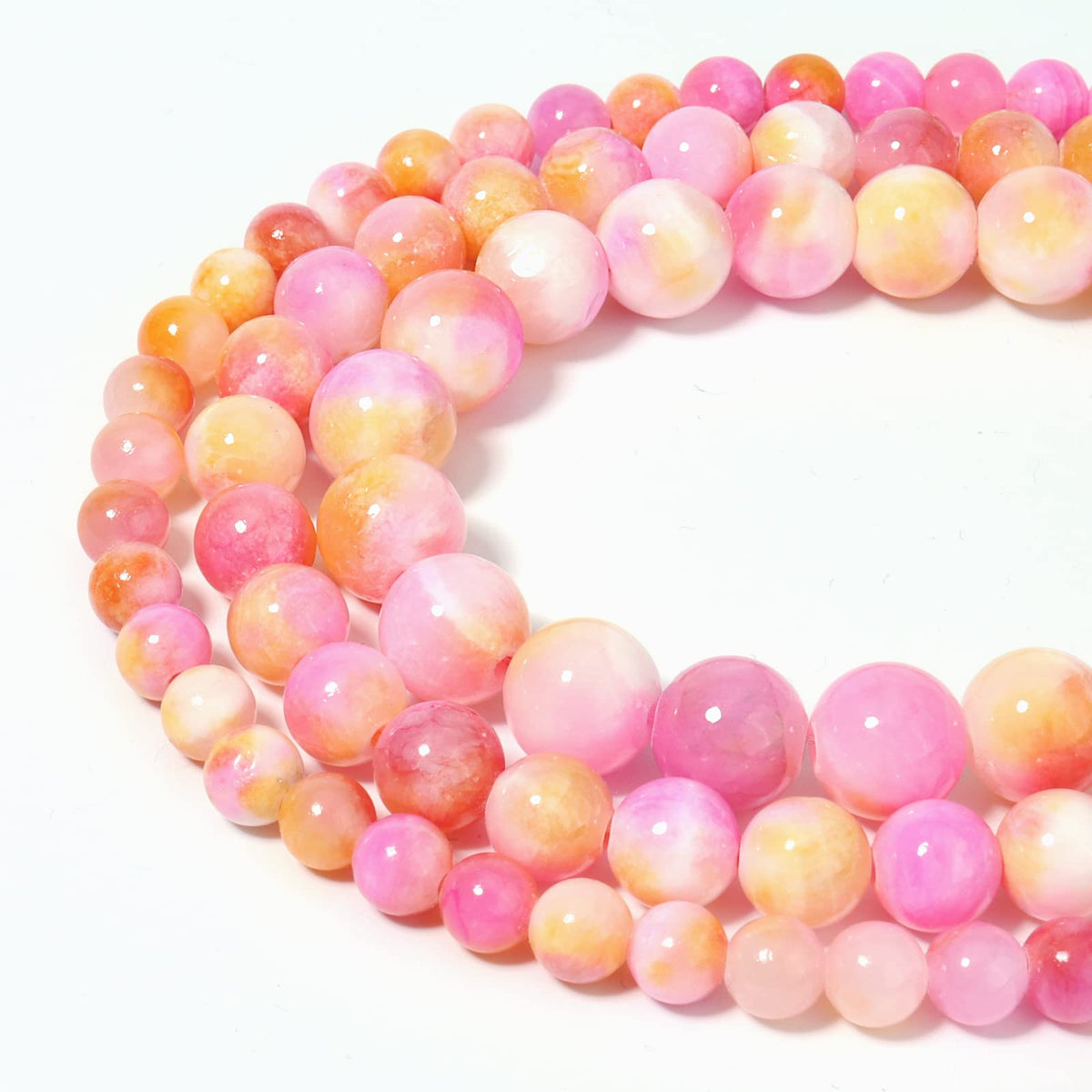 60pcs 6mm Natural Stone Beads Pink Yellow Persian Jade Beads Energy Crystal Healing Power Gemstone for Jewelry Making, DIY Bracelet Necklace