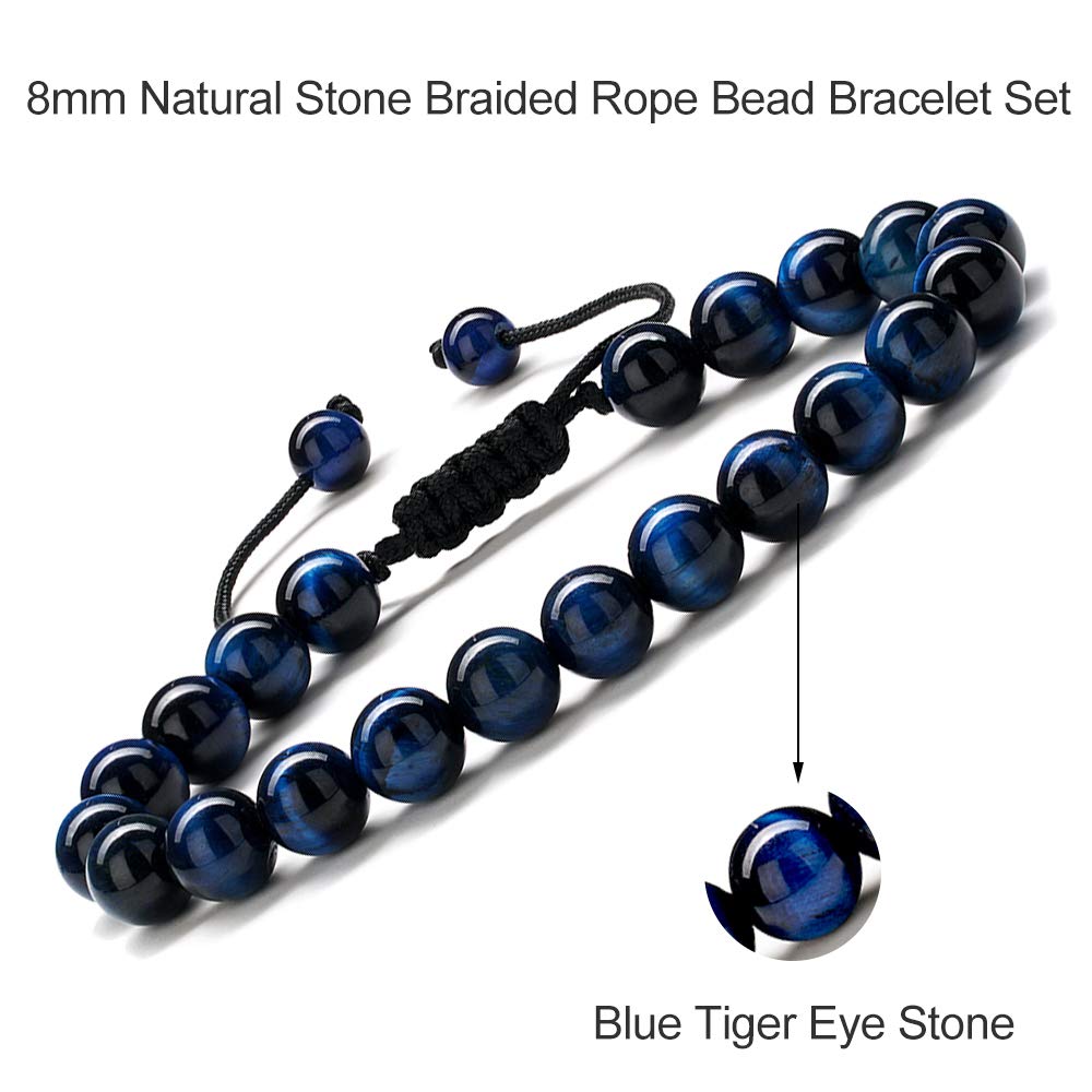 M MOOHAM Unique Gifts for Men Bracelets - Lava Rock Tiger Eye Bracelets Men Who Want Nothing Birthday Gifts for Boyfriend Teen Boys