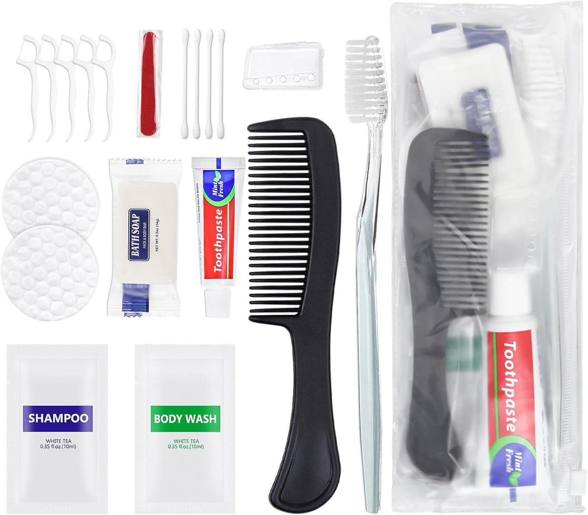 20 Sets Personal Hygiene Kit Bulk, Disposable Toothbrushes with Toothpaste Floss Comb Soap Cover Shampoo Body Wash and Vanity Kit, Toiletry Kits Homeless Supplies Bulk for Women,Men,Travel,Homeless